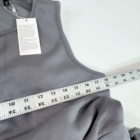 Automet Jumpsuit Womens XL Gray Sleeveless Wide Leg Drawstring Waist Romper New - Picture 6 of 12